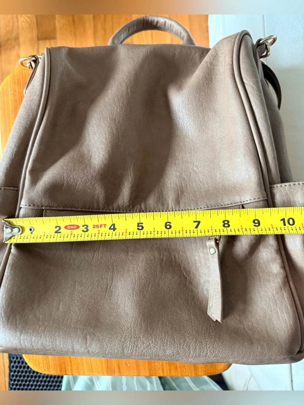 Madison West Taupe Convertible Leather-like Backpack